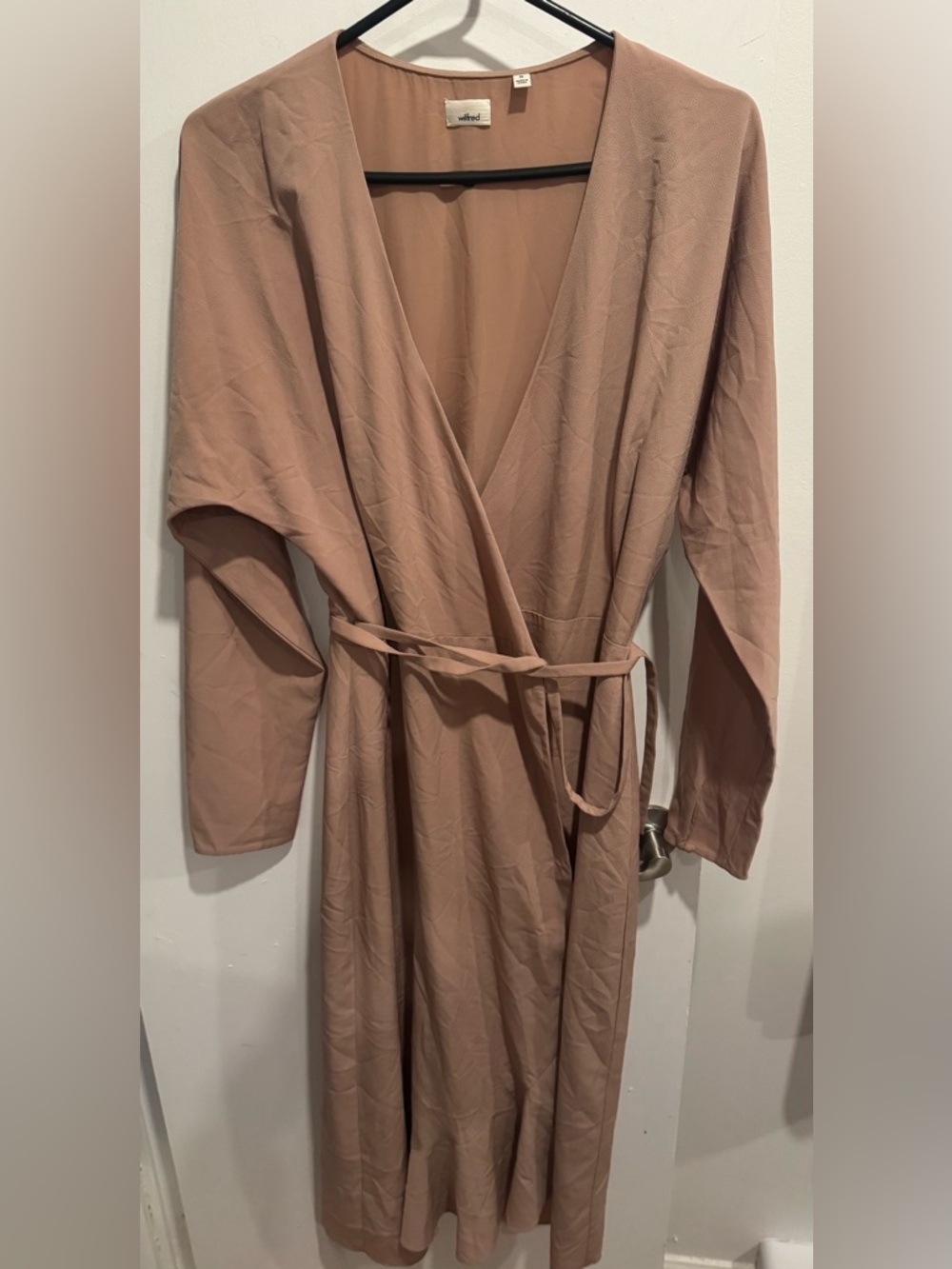 Wilfred Josie Wrap Dress Nude Roebuck ruffle midi party office street tunic M - Picture 2 of 10